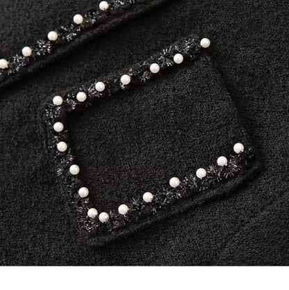 Eveloria Damenjacke Perlenkragen Praktische Taschen Elegant