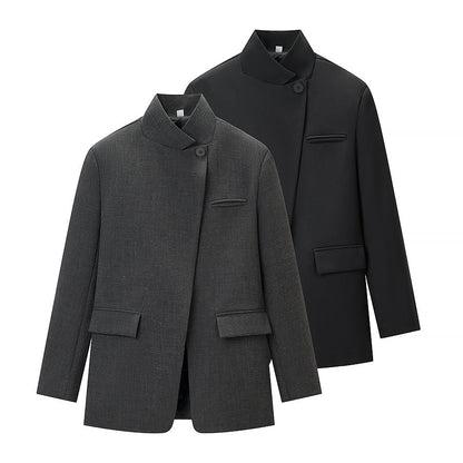 Damen Blazerjacke Lässig Mit Taschen Schwarz Eveloria - Eveloria