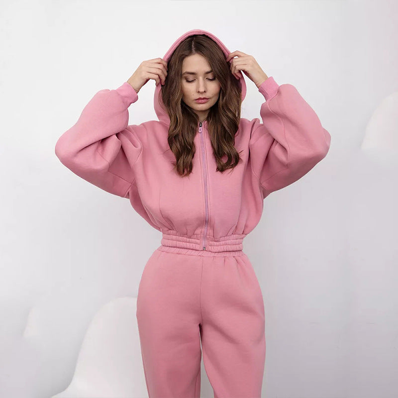 Damen Fleece-Jumpsuit mit Kapuze Weit Schnitt Eveloria