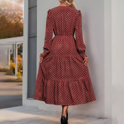 Damen Maxikleid Dekorativer Knopf RüschenDetails Eveloria