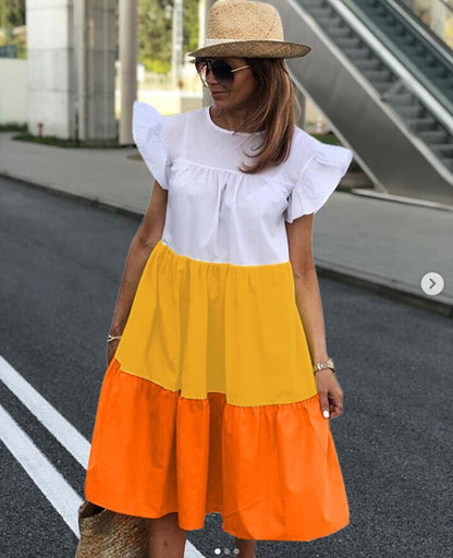 Damen Sommerkleid Volantdesign Luftig Pastell