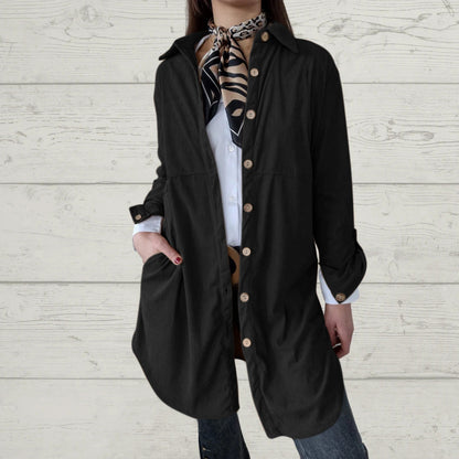 Damen Langarmhemdjacke Corddesign Strukturiert Braun
