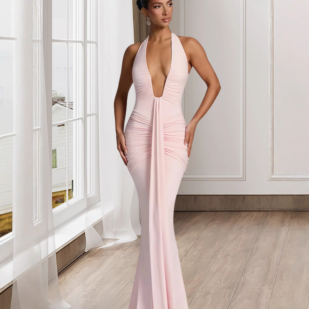 Damen Wickelkleid mit V-Ausschnitt und fließendem Rock Eveloria