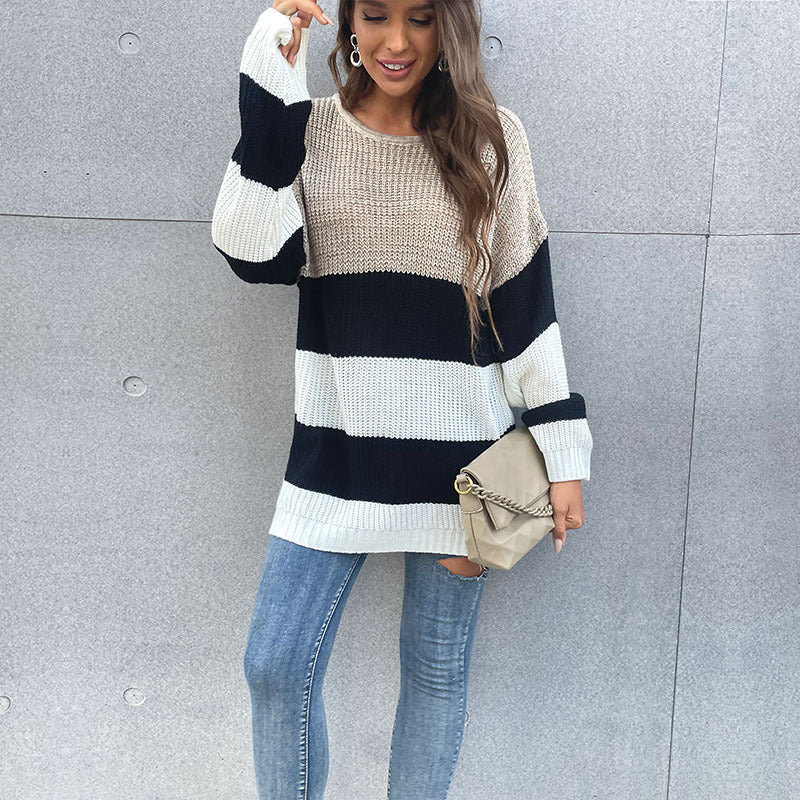 Damen Oversized-Pullover Gestreift Weit Eveloria - Eveloria