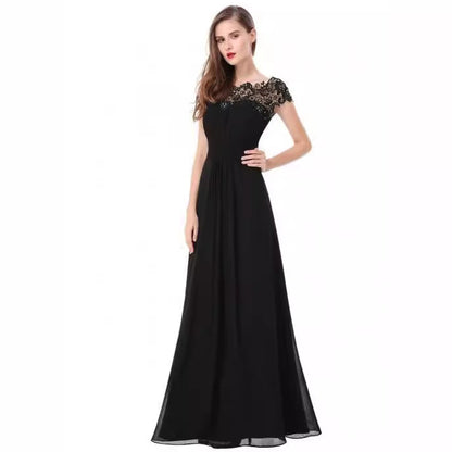 Damen Maxikleid Spitzenoberteil Fließender Rock Eveloria