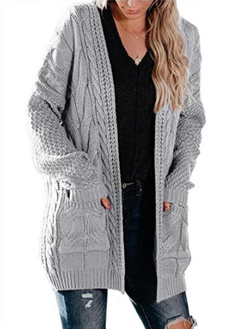 Damen Grobstrick-Cardigan mit Taschen und Strukturdesign Eveloria
