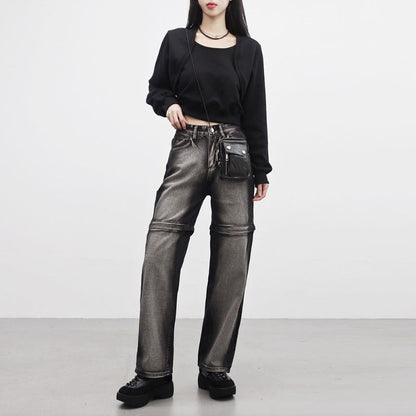 Damen Cropped Sweatjacke Weich Ärmel Eveloria