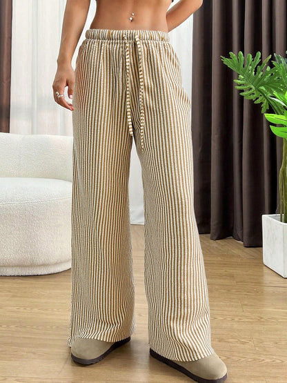 Damen Hohe Bundhose Streifen Design Eveloria