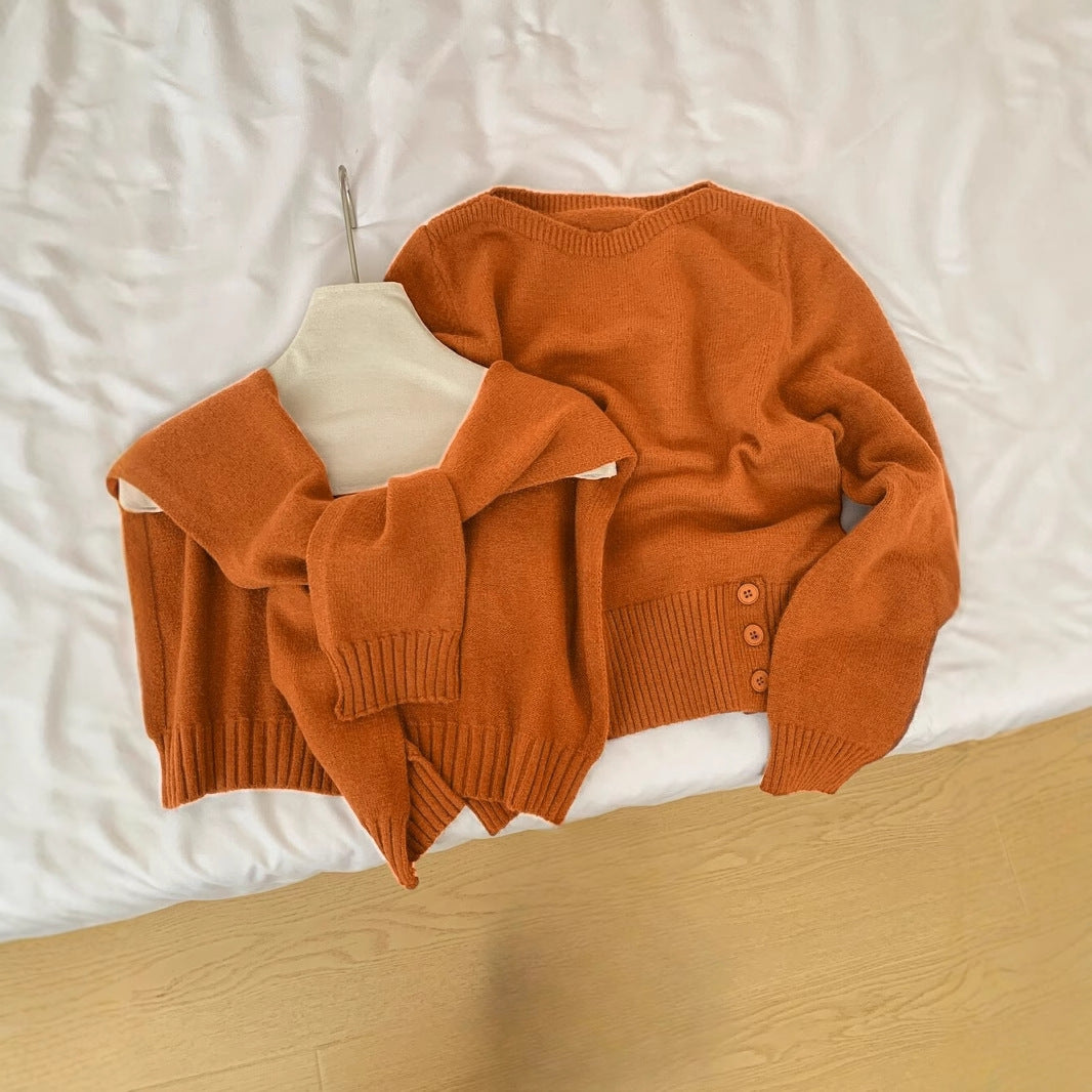 Damen Pullover Abnehmbarer Kragen Eveloria