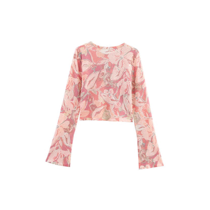 Damen Crop- Floralmuster Weite Ärmel Eveloria