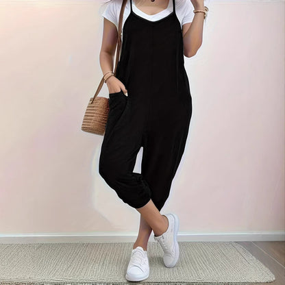 Damen Jumpsuit Komfortpassform Praktische Taschen Eveloria - Eveloria