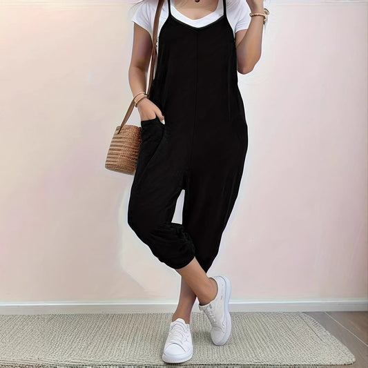 Damen Jumpsuit Komfortpassform Praktische Taschen Eveloria - Eveloria