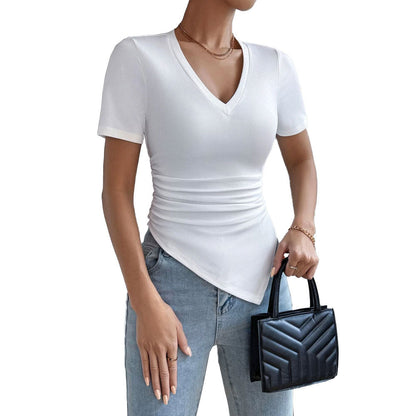 Damen Body V-Ausschnitt Raffung Eveloria