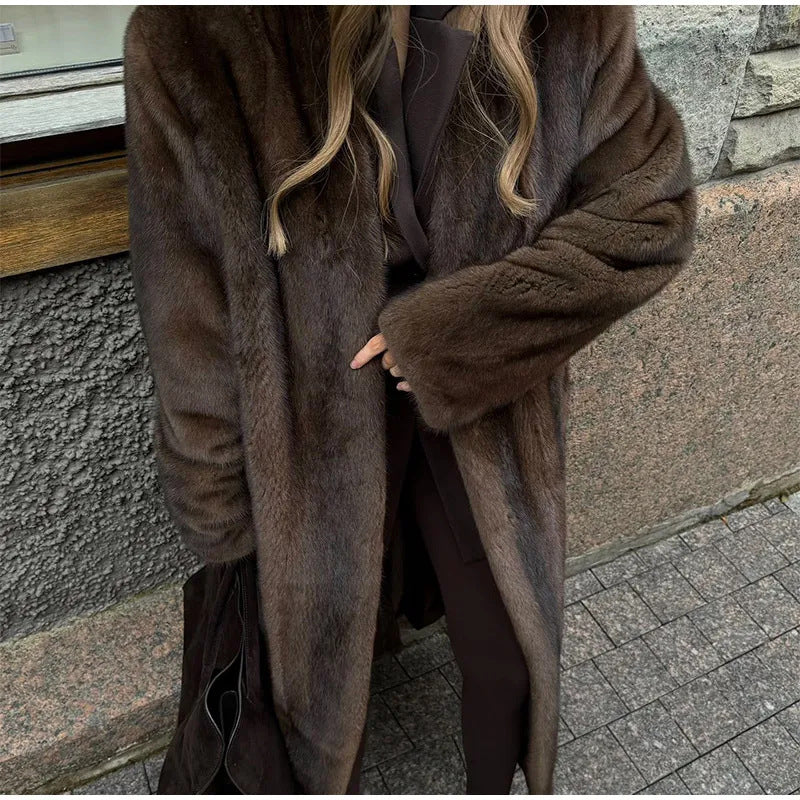 Damen Kunstfellmantel Elegantes Design Eveloria