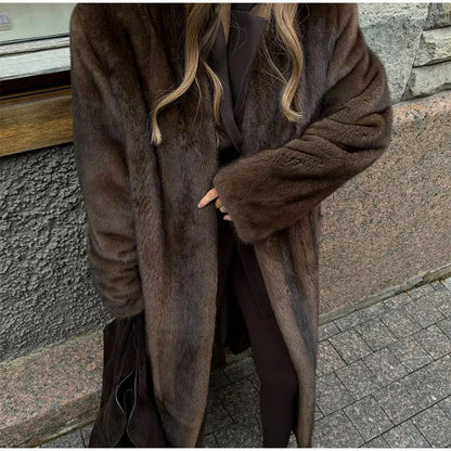 Damen Kunstfellmantel Elegantes Design Eveloria