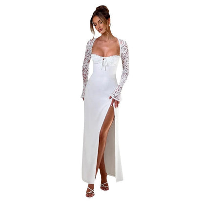 Damen Maxi-Kleid aus schimmerndem Stoff mit eleganthem Schnitt