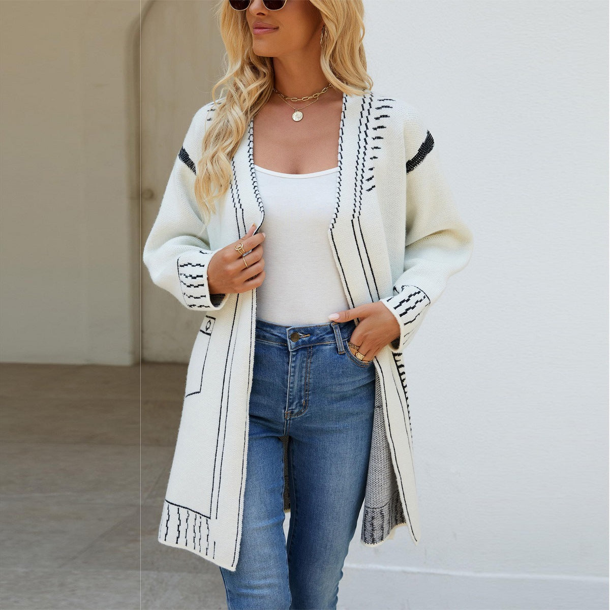 Damen Strickjacke Lässiger Schnitt Anthrazit - Eveloria