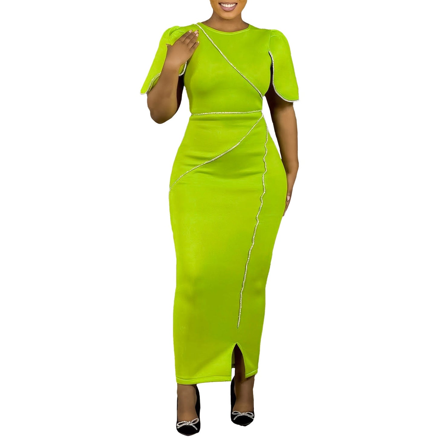Damen Maxikleid Elegant Schnitt Modisch Eveloria