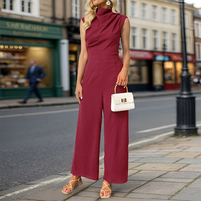 Damen Jumpsuit Hohler Kragen Weites Bein Eveloria