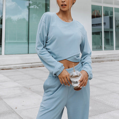 Damen Sweatshirt Set Cropped Jogginghose Eveloria