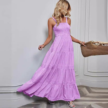 Damen Plissiertes Maxikleid Elastisch Voluminöser Rock