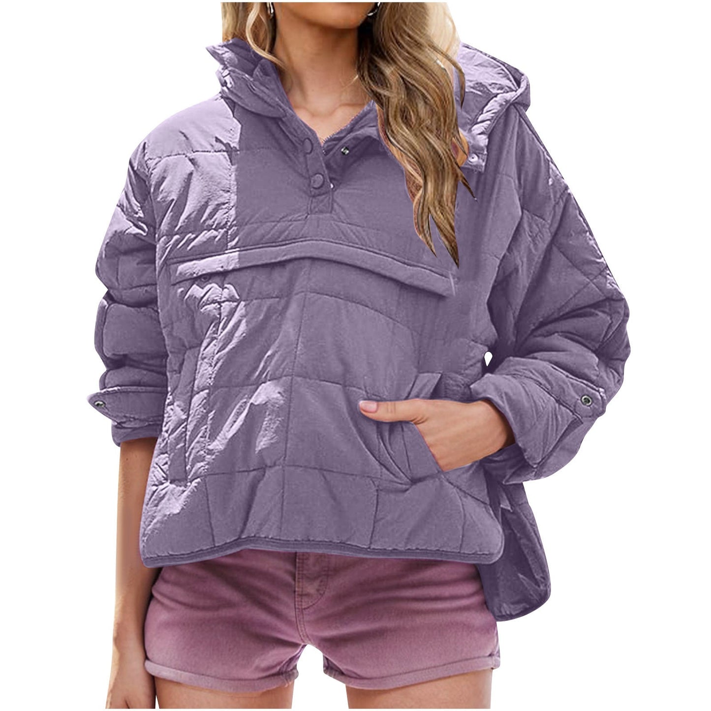Damen Steppjacke Übergröße mit Kapuze Eveloria