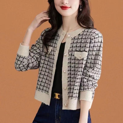 Damen Strickjacke Karomuster Eveloria