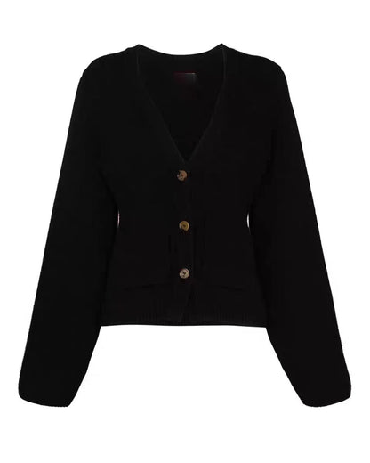 Damen Strickjacke V-Ausschnitt Taschen Eveloria