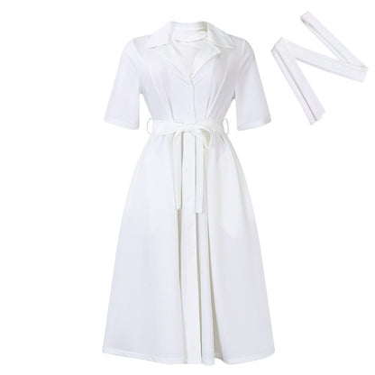 Damen Midikleid Tailliert Knopfleiste Eveloria