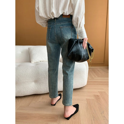 Damen High-Waist Straight-Leg Jeans Eveloria