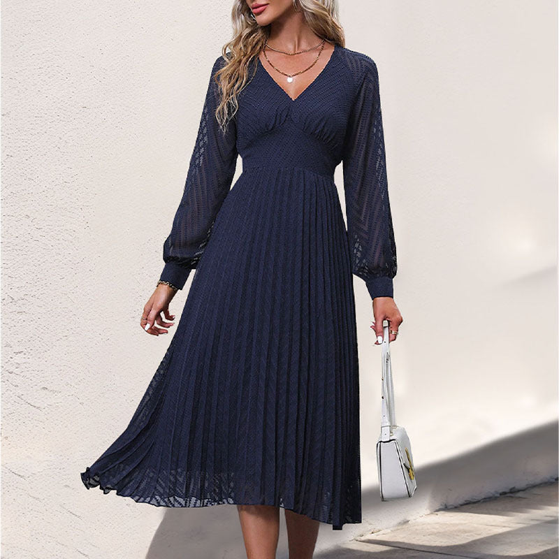 Damen Midi-Kleid Rüschung Figurschmeichelnd Eveloria - Eveloria