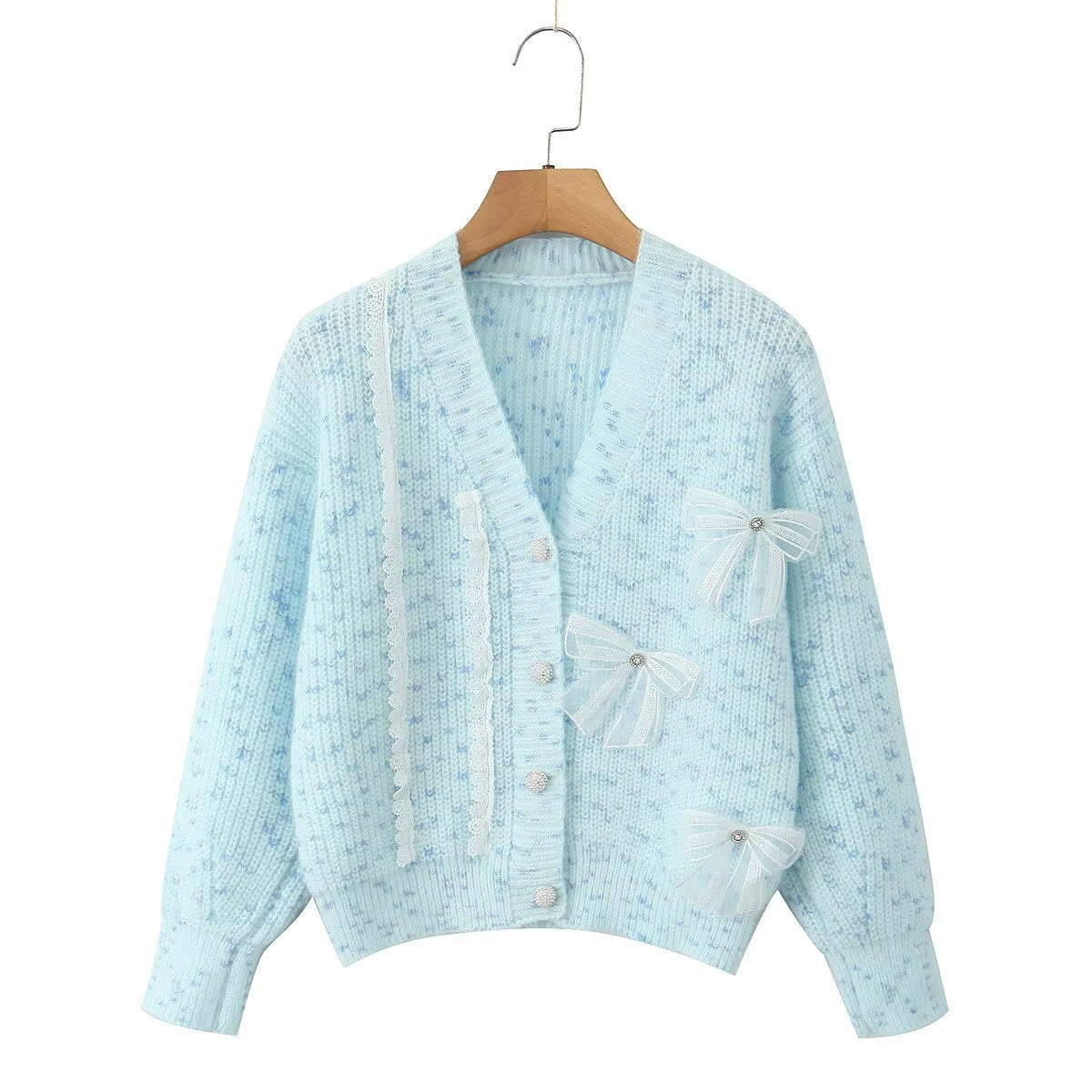 Damen Strickjacke Kuschelig mit Schleifendetails Grau