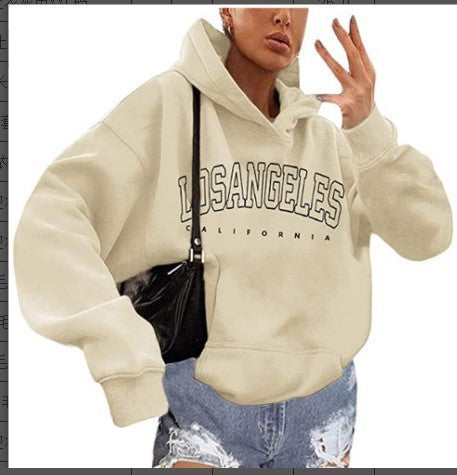 Damen Kapuzenpullover Weiter Schnitt Los Angeles Print
