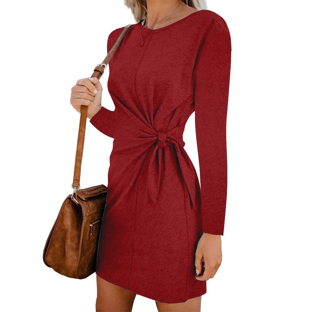 Damen Kleid Kurzarm mit Knotendetail Elegantes Eveloria