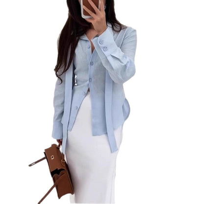 Damen Blusenoberteil mit Bindegürtel Elegant