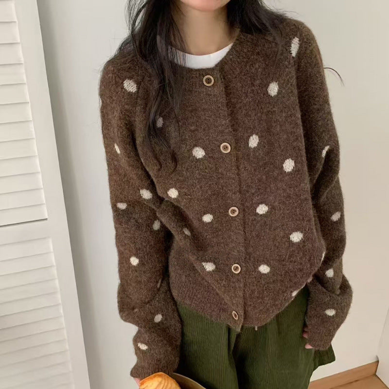 Damen Strickpullover Kuschelig Punktmuster Eveloria