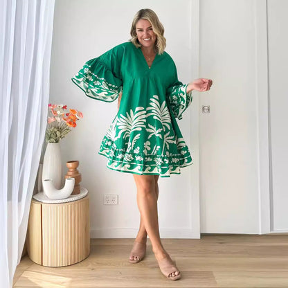 Damen Sommerkleid Lässig Voluminöse Ärmel Eveloria