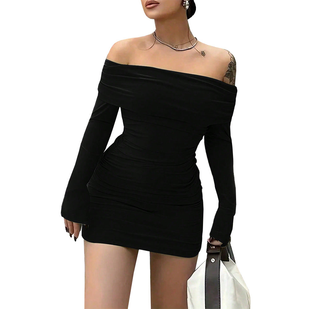 Damen Mini-Kleid Off-Shoulder Rüschendetails Eveloria