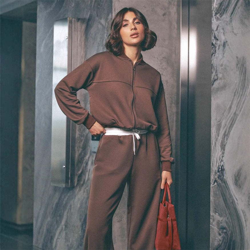 Damen Freizeit-Set Weite Hose Moderner Kragen Eveloria
