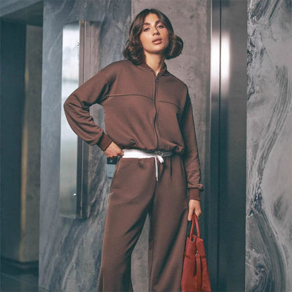 Damen Freizeit-Set Weite Hose Moderner Kragen Eveloria