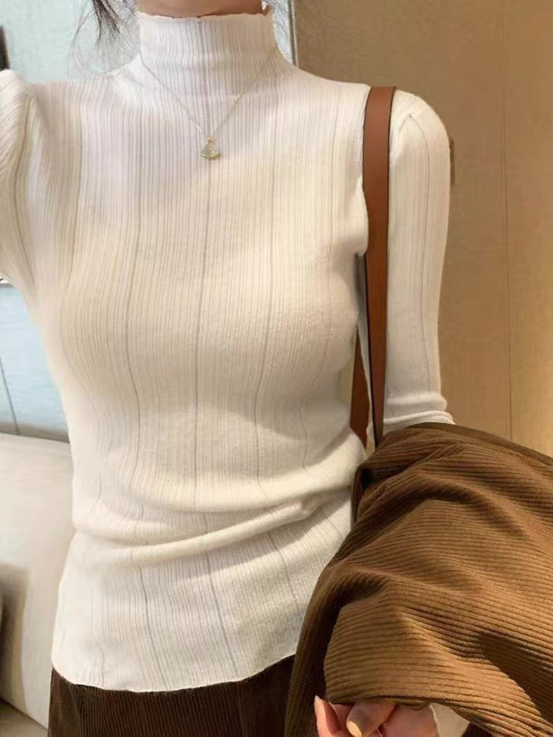 Damen Feinstrickpullover Moderner Schnitt Höher Kragen Eveloria