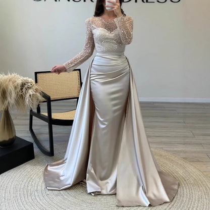 Damen Abendkleid Glitzer Oberteil Fließender Rock Eveloria