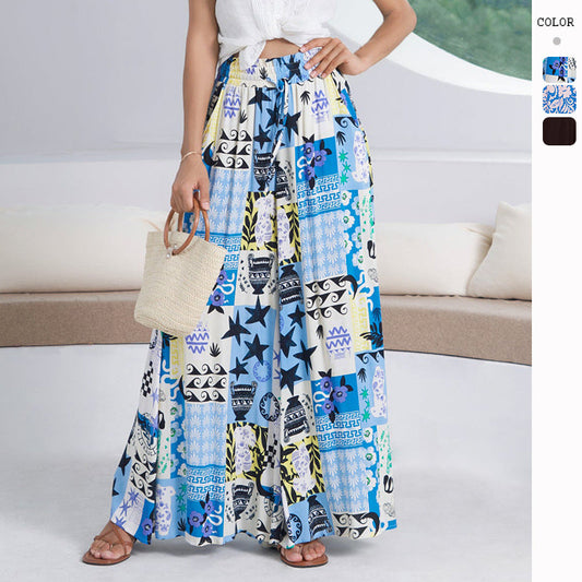 Damen Maxikleid Bunt Geometrisch Lang mit Seitenschlitzen - Eveloria