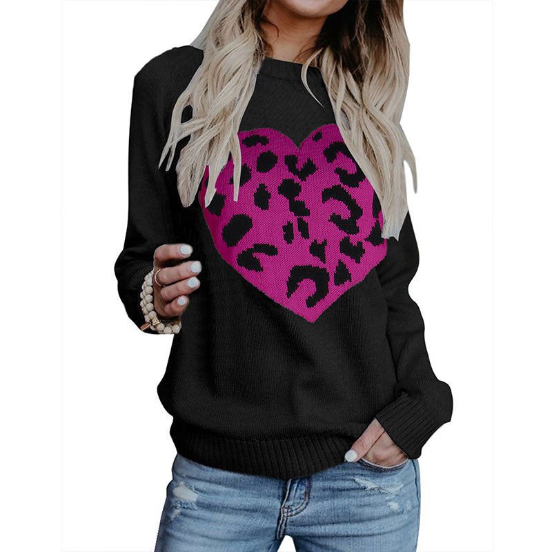 Damen Pullover Herz-Muster Eveloria