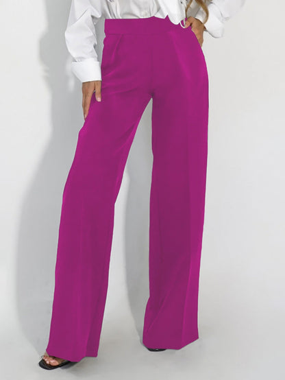 Damen Stoffhose Weites Bein Hochtaillierte Hosen Elegant