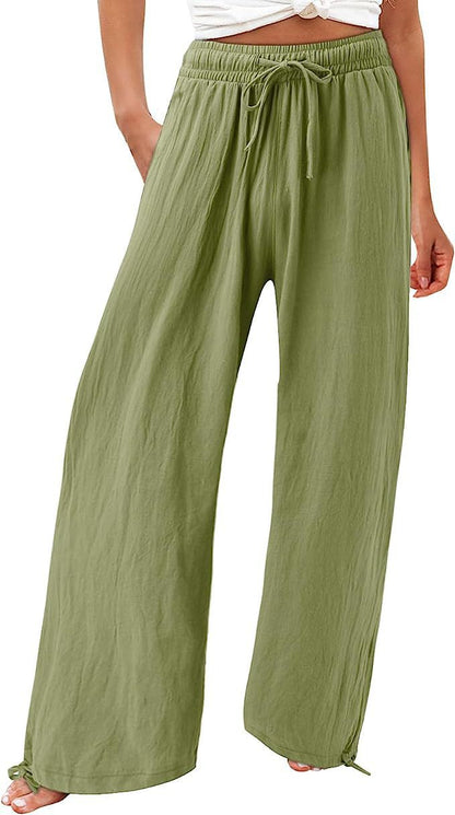 Damen Sommerhose Luftsamtstoff Weite Bein