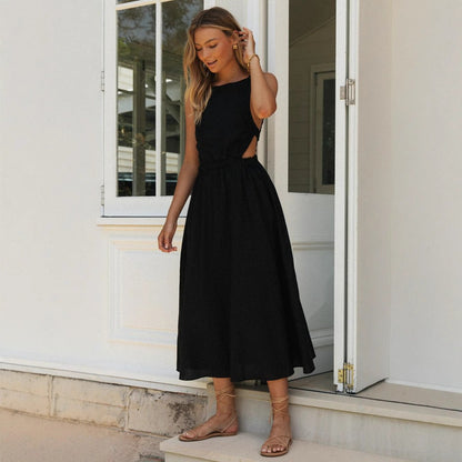 Damen Sommermaxikleid Raffinierter Schnitt Verstellbarer Taillenzug