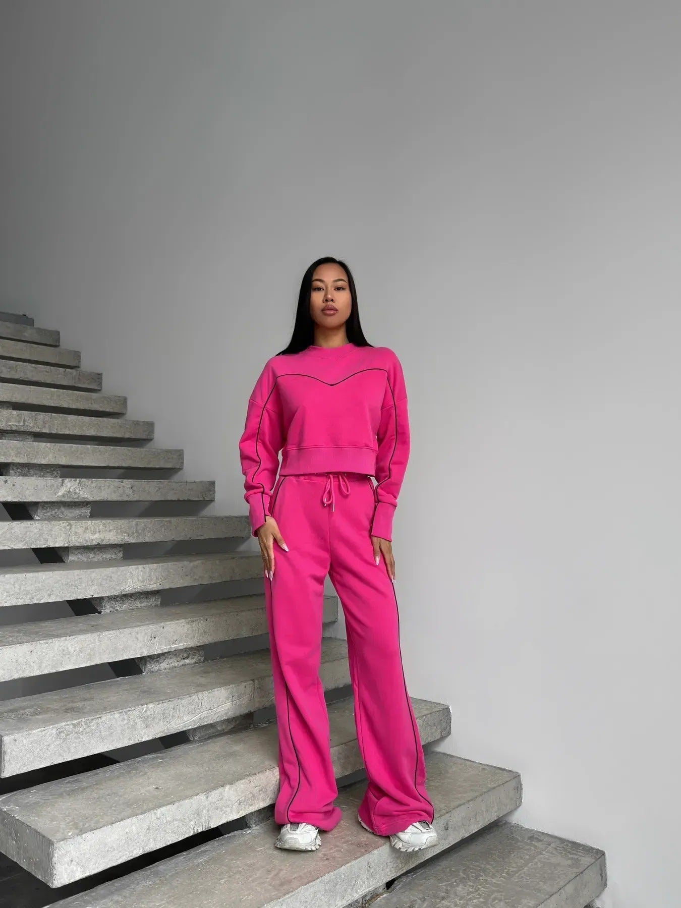 Damen Sportliches Lounge-Set Weites Design Seitenstreifen