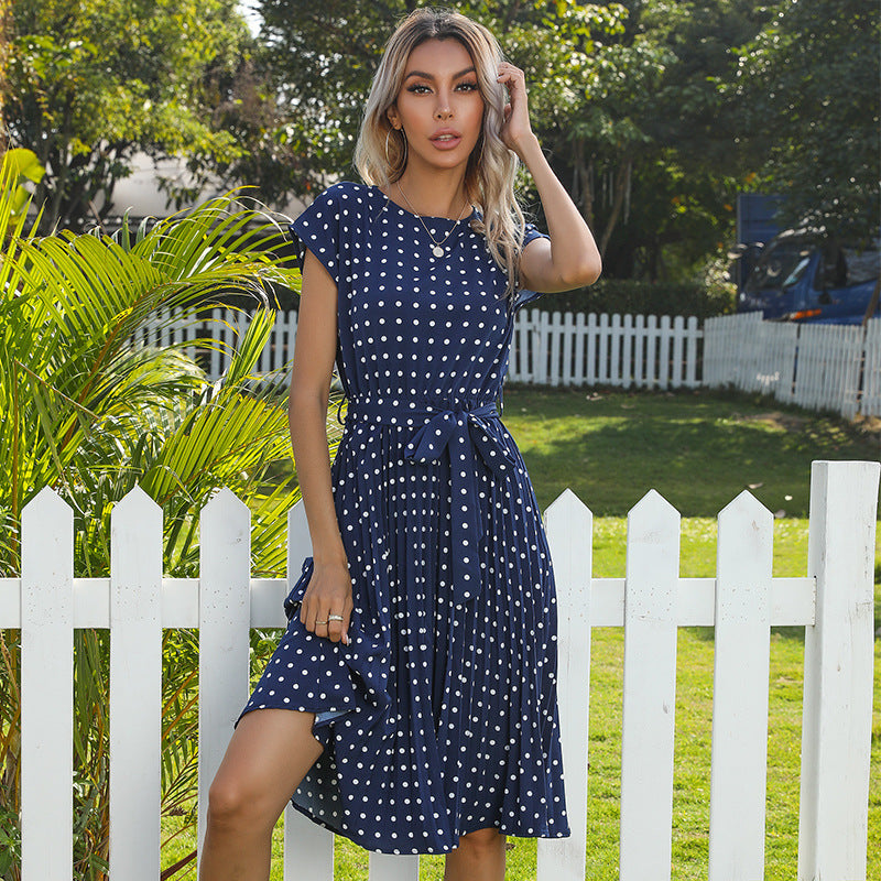 Damen Sommerkleid Rüschendetails Taillengürtel Eveloria