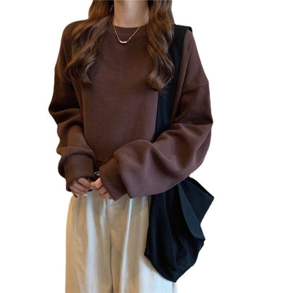 Damen Oversized Sweatshirt Weich Komfortkragen